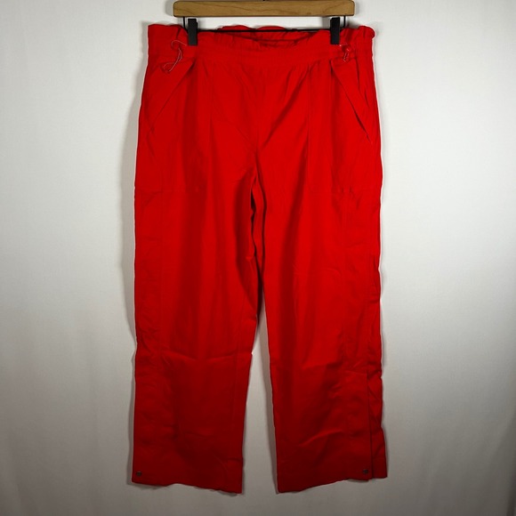 Athleta Pants - Athleta Pants Women 16 Punch Red Rise Pant Wide Leg Pull On Windbreaker Athletic